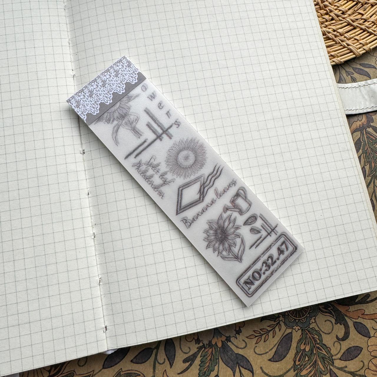 NNHY806 - sticker this murmur flower series creative retro sulphuric acid paper white ink hand account material 30 sheets into
