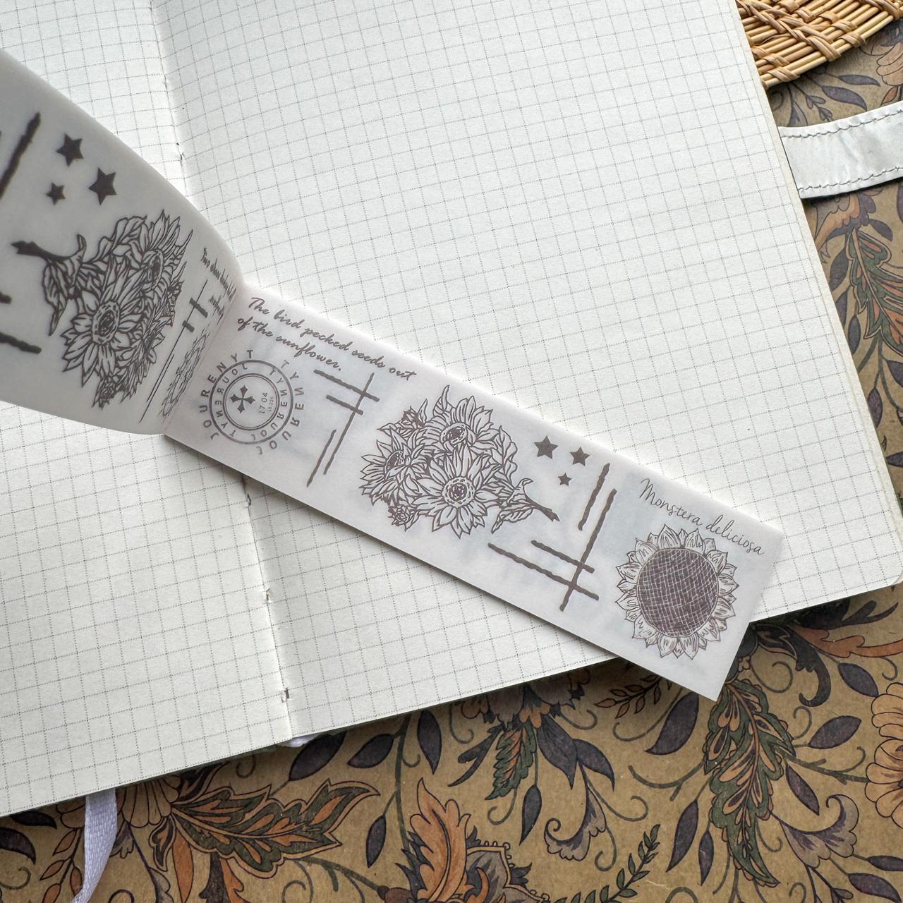 NNHY806 - sticker this murmur flower series creative retro sulphuric acid paper white ink hand account material 30 sheets into