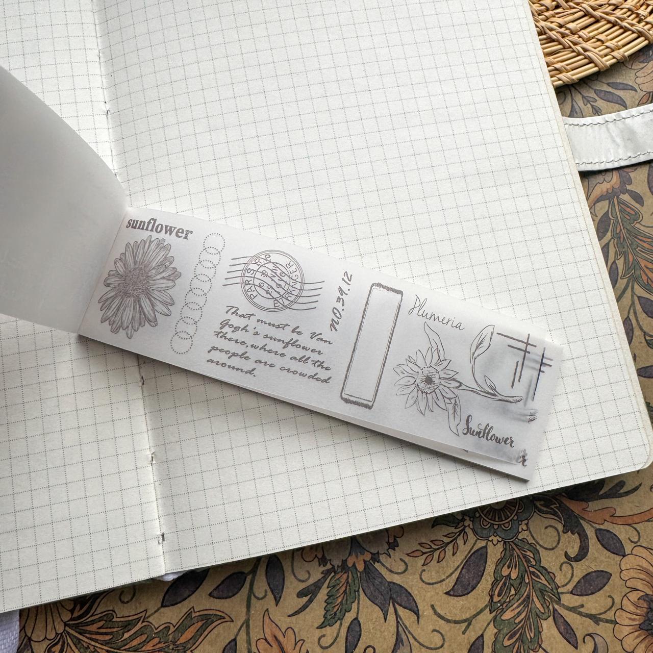 NNHY806 - sticker this murmur flower series creative retro sulphuric acid paper white ink hand account material 30 sheets into
