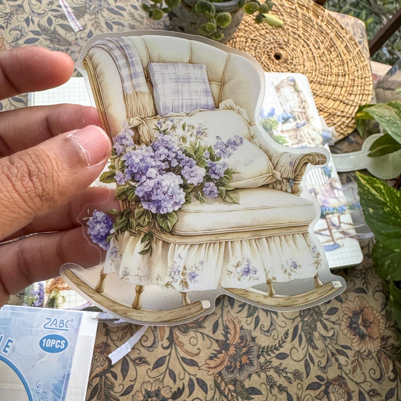 NFYY605 - pet sticker pack warm wind chanting chair series retro creative handbook material stickers 10 pieces into 6