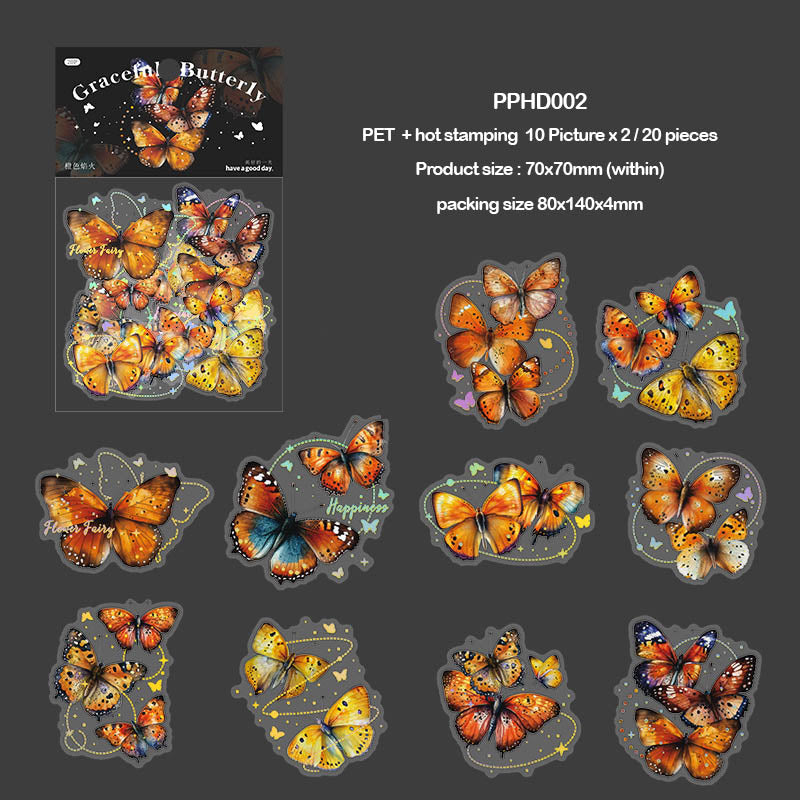 Pphd002 Graceful Butterfly Sticker 20Pc