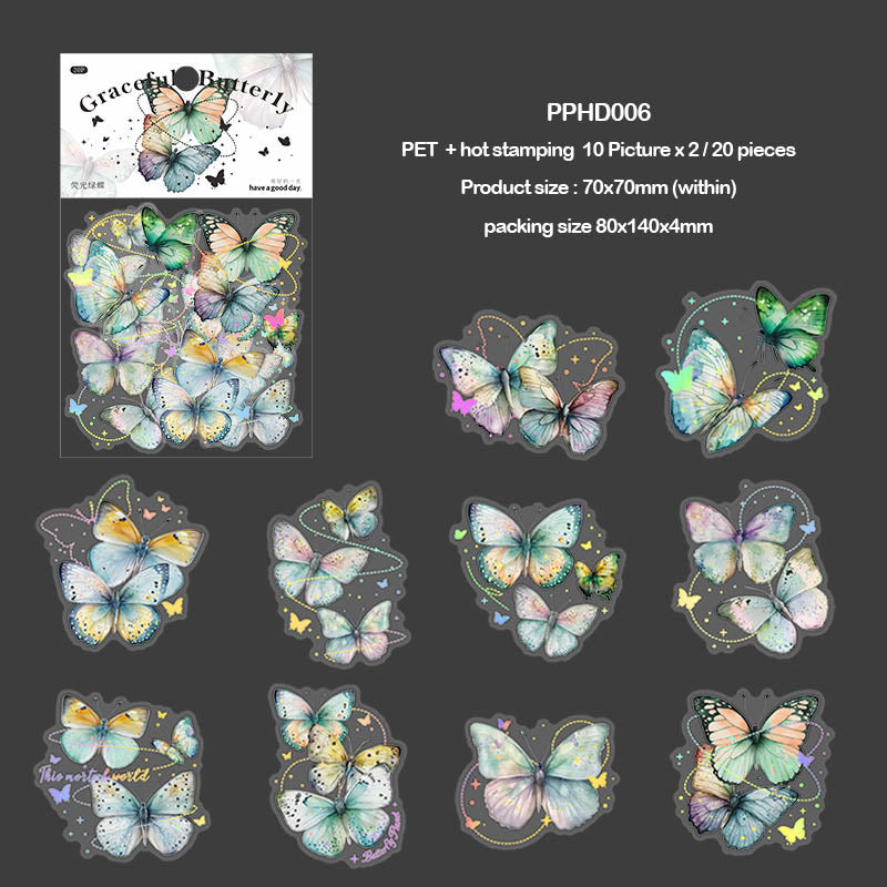 Pphd006 Graceful Butterfly Sticker 20Pc