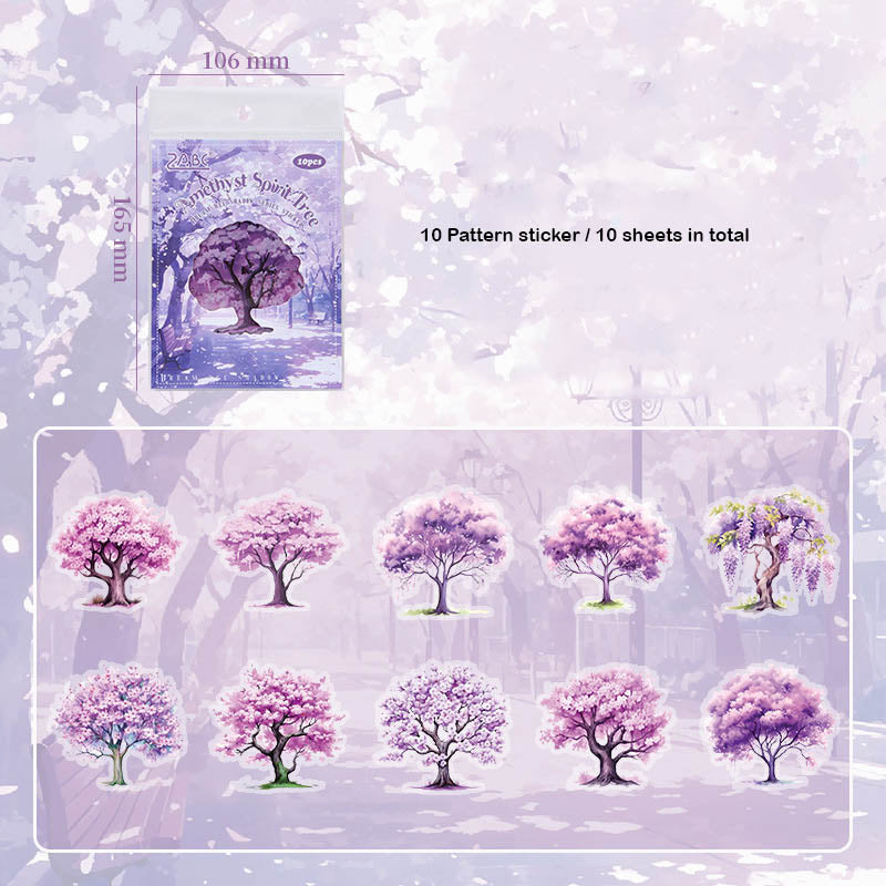 QMSY603 - sticker pack Dream tree shadow series tree landscaping theme pet handbook material stickers 10 pieces