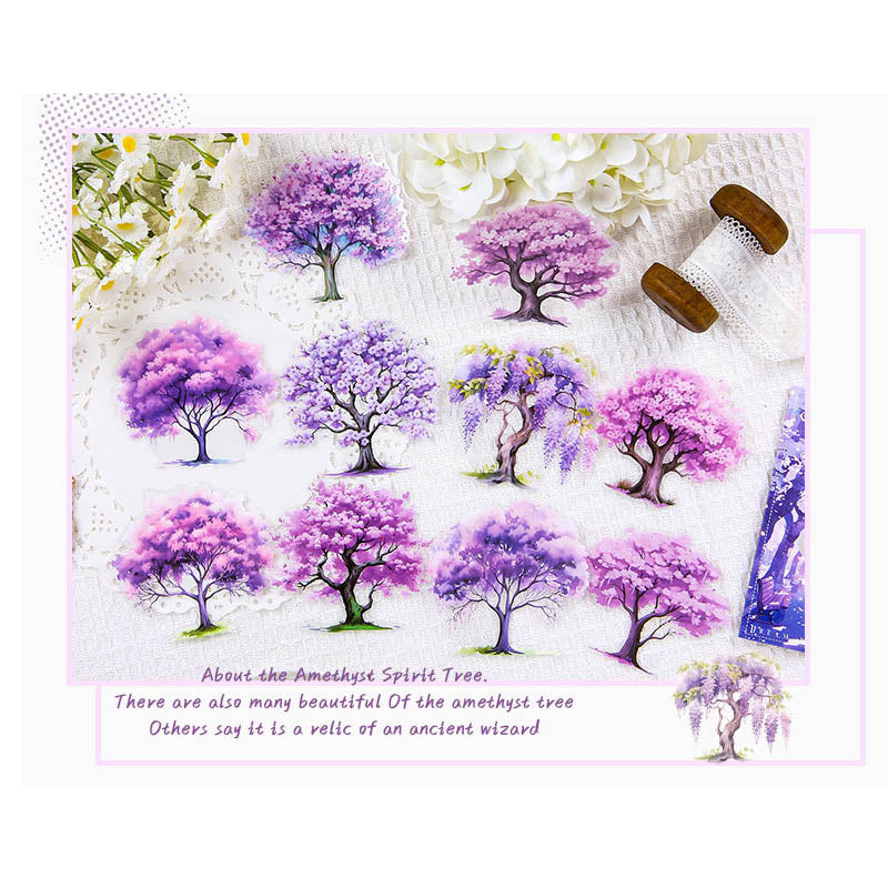 QMSY603 - sticker pack Dream tree shadow series tree landscaping theme pet handbook material stickers 10 pieces