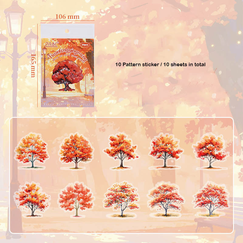 QMSY604 - sticker pack Dream tree shadow series tree landscaping theme pet handbook material stickers 10 pieces