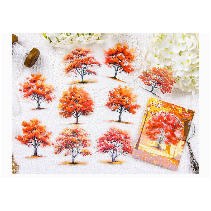 QMSY604 - sticker pack Dream tree shadow series tree landscaping theme pet handbook material stickers 10 pieces