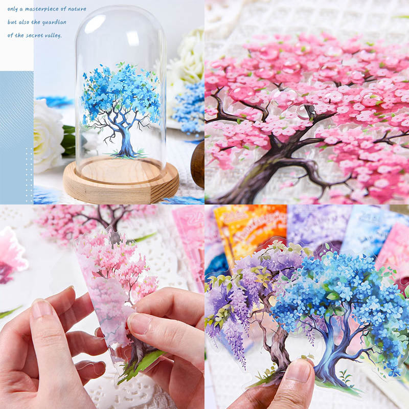 QMSY604 - sticker pack Dream tree shadow series tree landscaping theme pet handbook material stickers 10 pieces