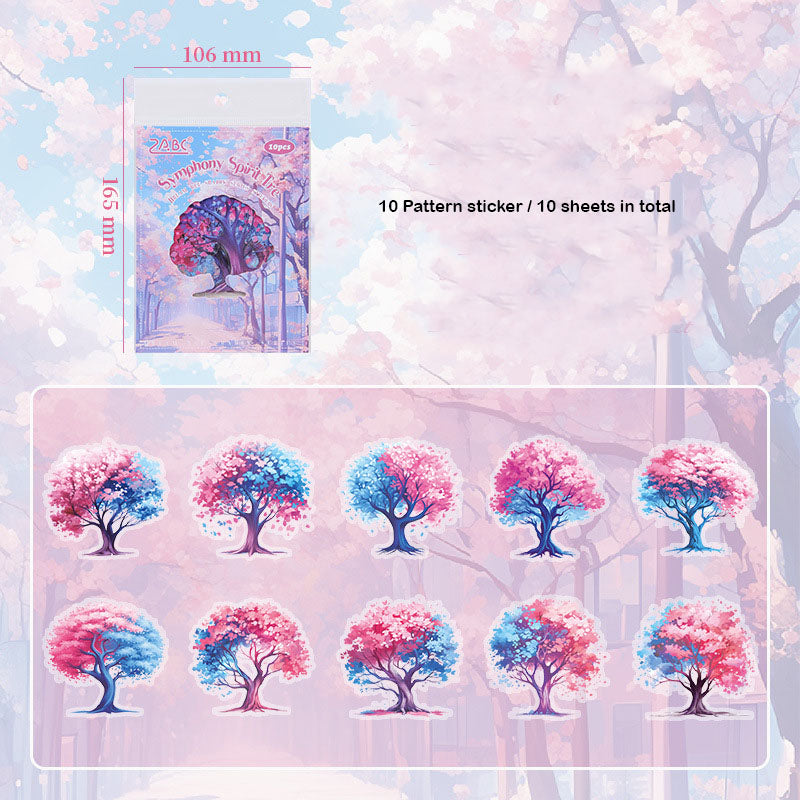QMSY606 - sticker pack Dream tree shadow series tree landscaping theme pet handbook material stickers 10 pieces