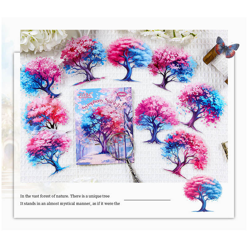 QMSY606 - sticker pack Dream tree shadow series tree landscaping theme pet handbook material stickers 10 pieces
