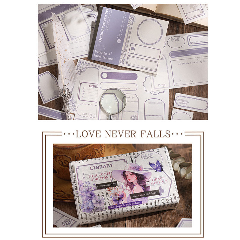 QWHTJ401 - sticky note paper thousand patterns flower path series non-sticky retro handbook collage base tearable sticky note