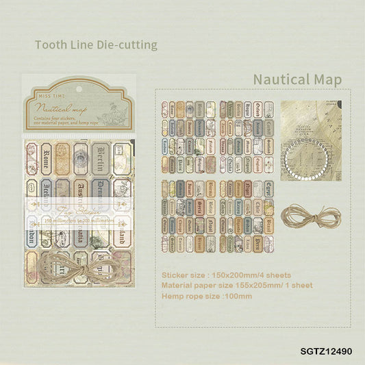SGTZ12490 Vintage Tag Sticker Sheet 4Pc