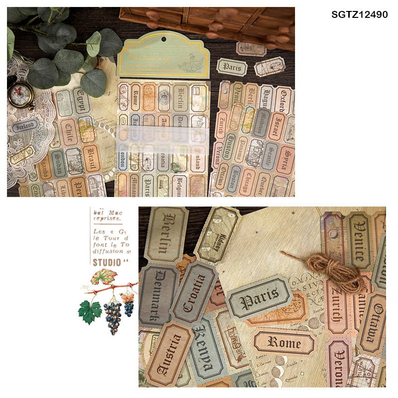 SGTZ12490 Vintage Tag Sticker Sheet 4Pc