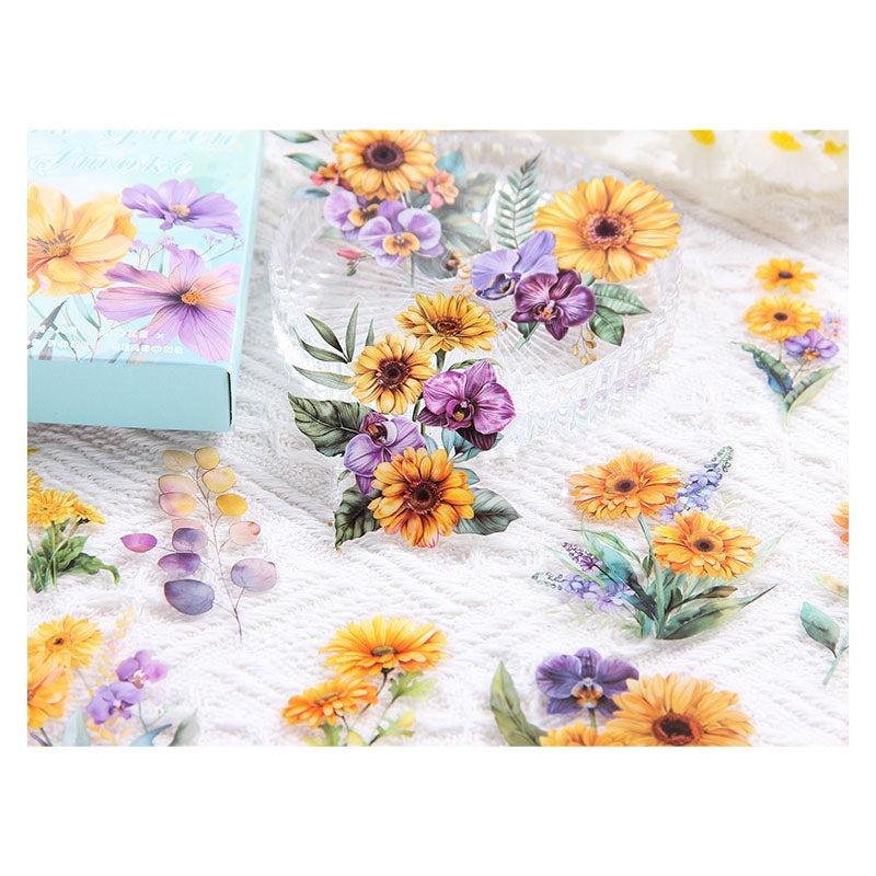 SJHY602 - Cross-border pet stickers four seasons flower language series creative flower theme handbook retro stickers 60 pieces into 6 types