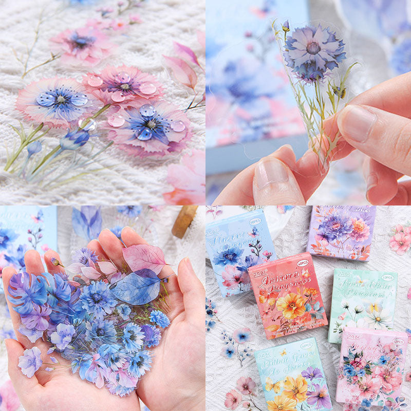 SJHY602 - Cross-border pet stickers four seasons flower language series creative flower theme handbook retro stickers 60 pieces into 6 types