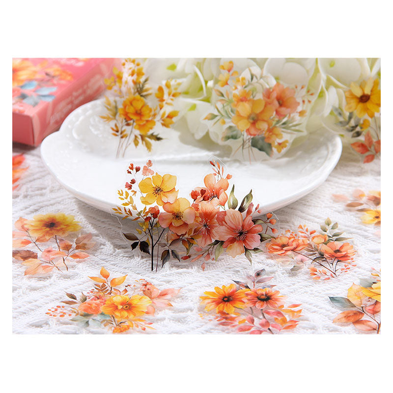 SJHY605 - Cross-border pet stickers four seasons flower language series creative flower theme handbook retro stickers 60 pieces into 6 types