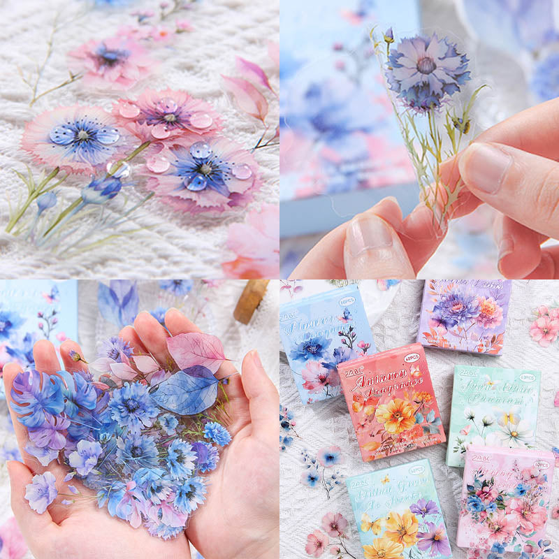 SJHY605 - Cross-border pet stickers four seasons flower language series creative flower theme handbook retro stickers 60 pieces into 6 types