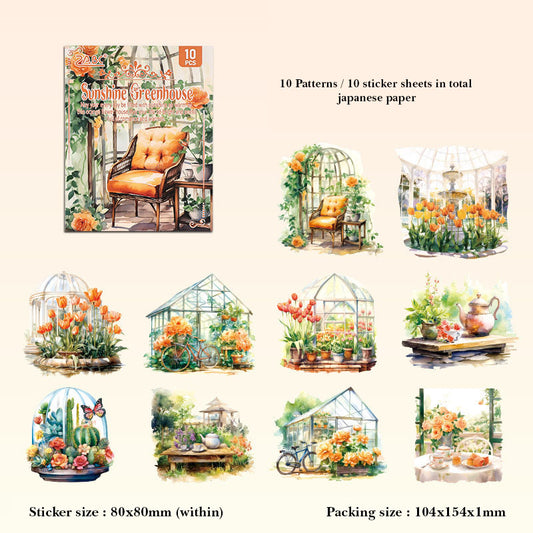 SZHJ603 - sticker pack Flower Path series of creative retro garden landscaping hand account material stickers 10