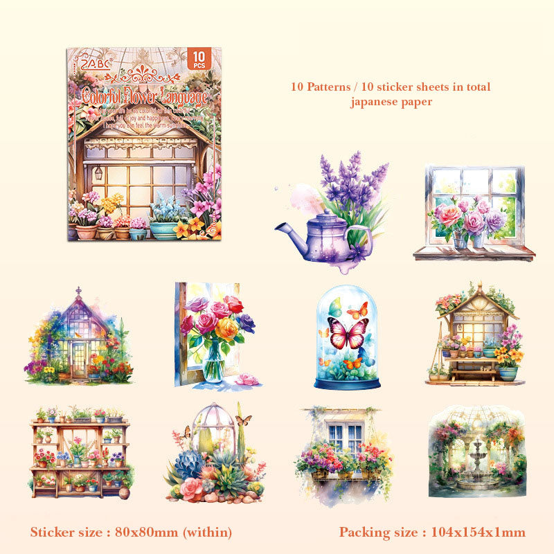 SZHJ606 - sticker pack Flower Path series of creative retro garden landscaping hand account material stickers 10