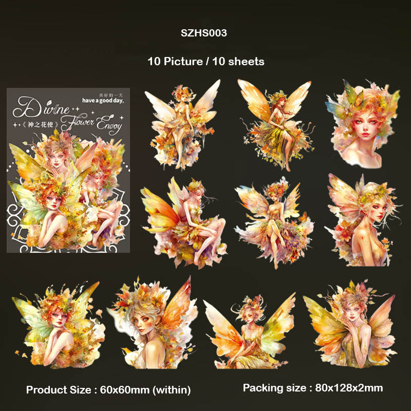 SZHS003 Flower Fairy Bronzing Sticker 10Pc