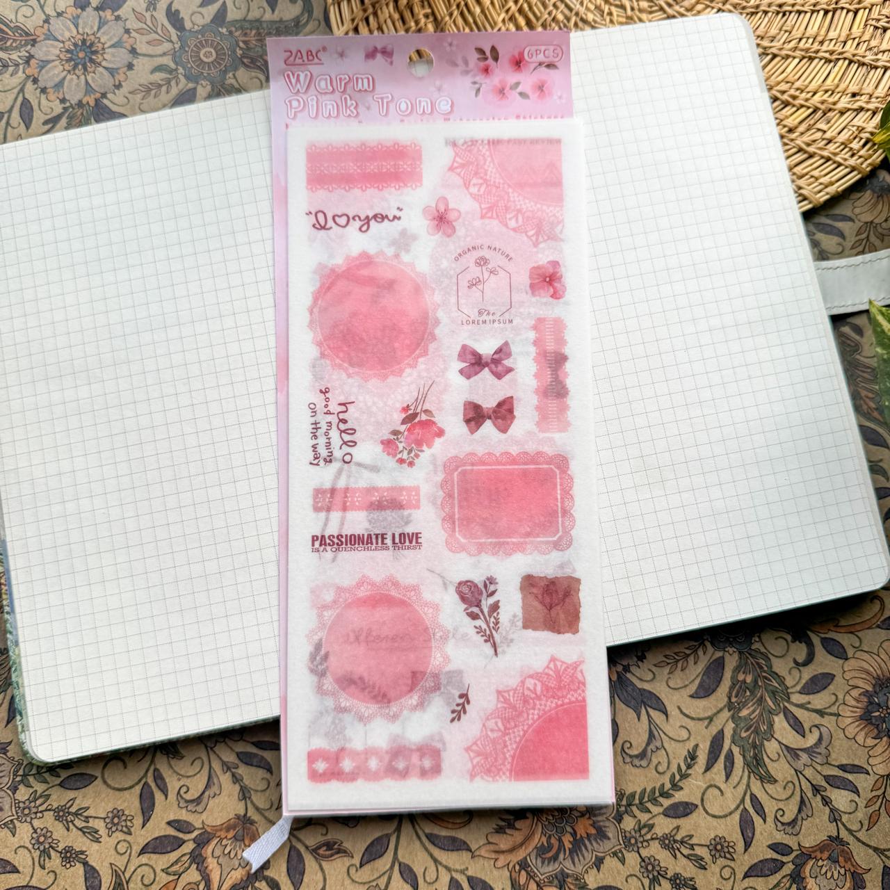 SCMJ603 - material pack watercolor dream series ins wind and paper hand curtain retro film DIY sticker | Pink