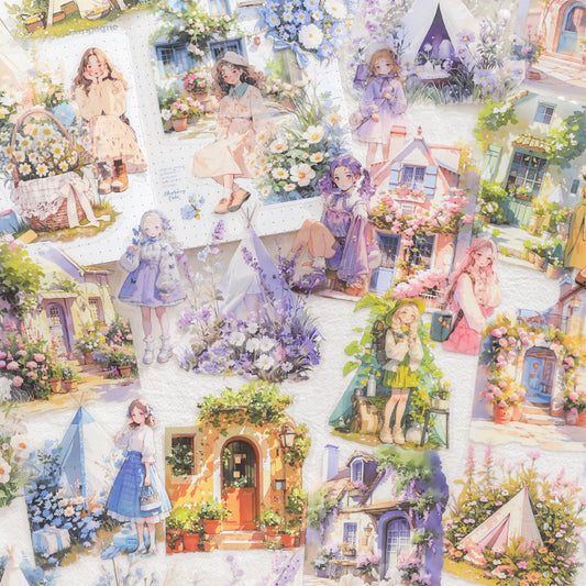 TZ012302-Paper trace pet stickers long vacation series landscaping notebook DIY material decoration stickers 30 pieces into 6 types