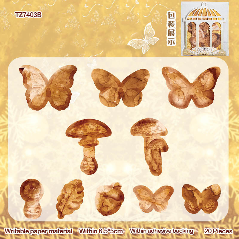 Tz-7403-B Vintage Butterfly Stickers 20Pc