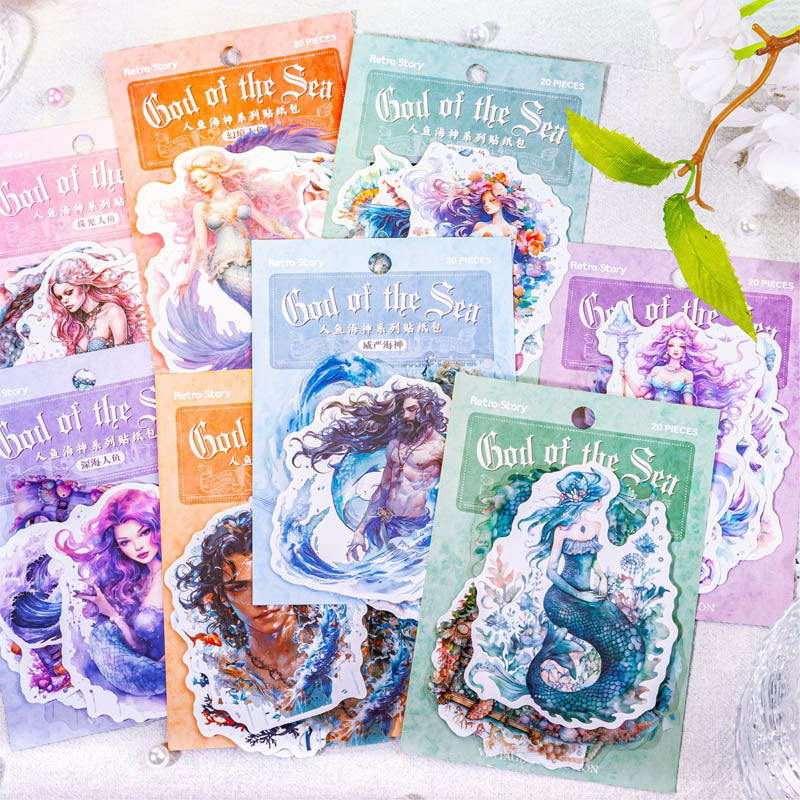 Tzzh085 Mermaid Retro Story Sticker Pack 20Pc