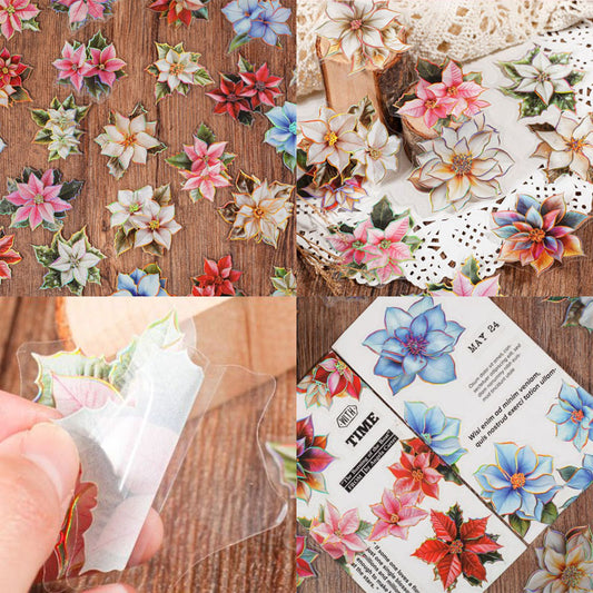 TZZH167-Retro Story PET sticker pack Time Blossom Series Flower Notebook Decoration Material 20 Sheets 6 Types