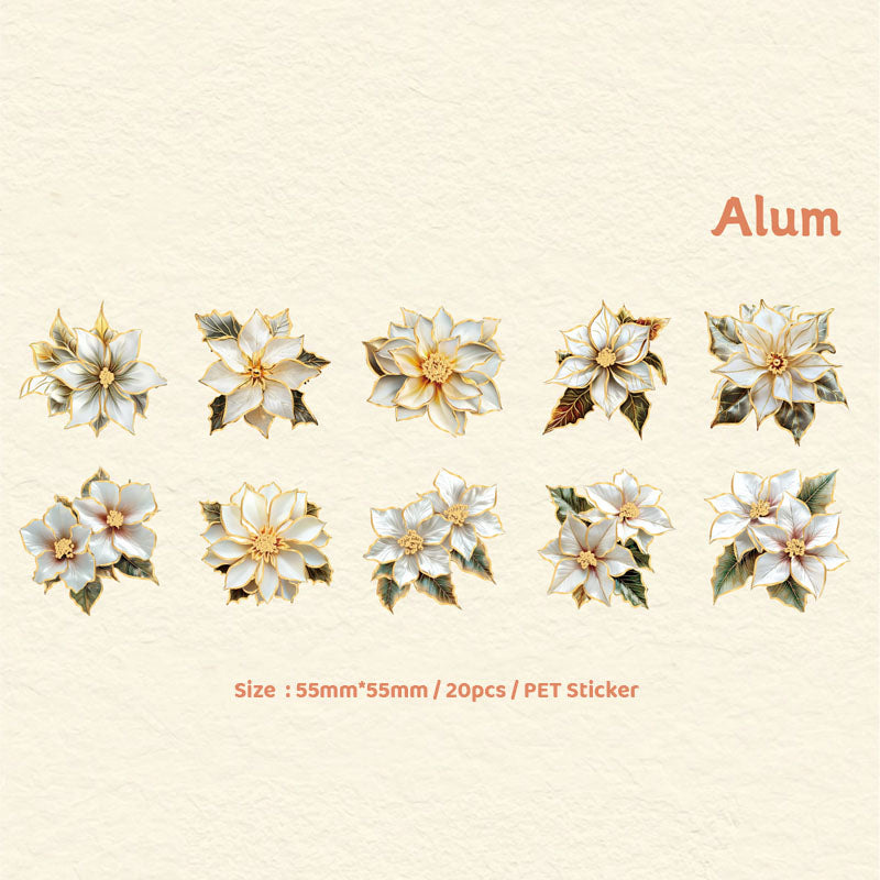 TZZH169-Retro Story PET sticker pack Time Blossom Series Flower Notebook Decoration Material 20 Sheets 6 Types