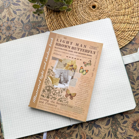TJGYB402 - guide light and shadow thin retro creative sticker this cutting film hand account sticker book material paper 40 sheets into