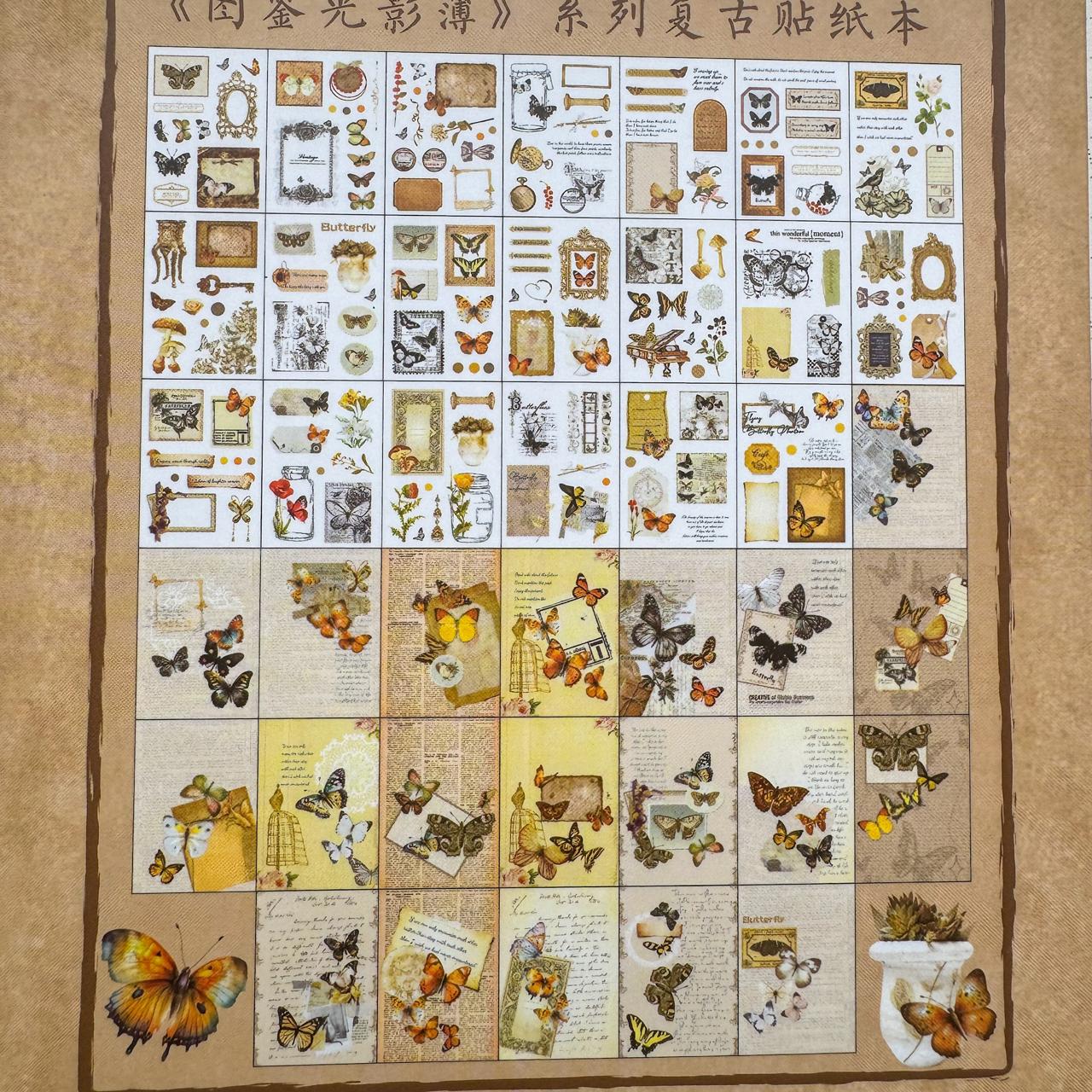 TJGYB402 - guide light and shadow thin retro creative sticker this cutting film hand account sticker book material paper 40 sheets into