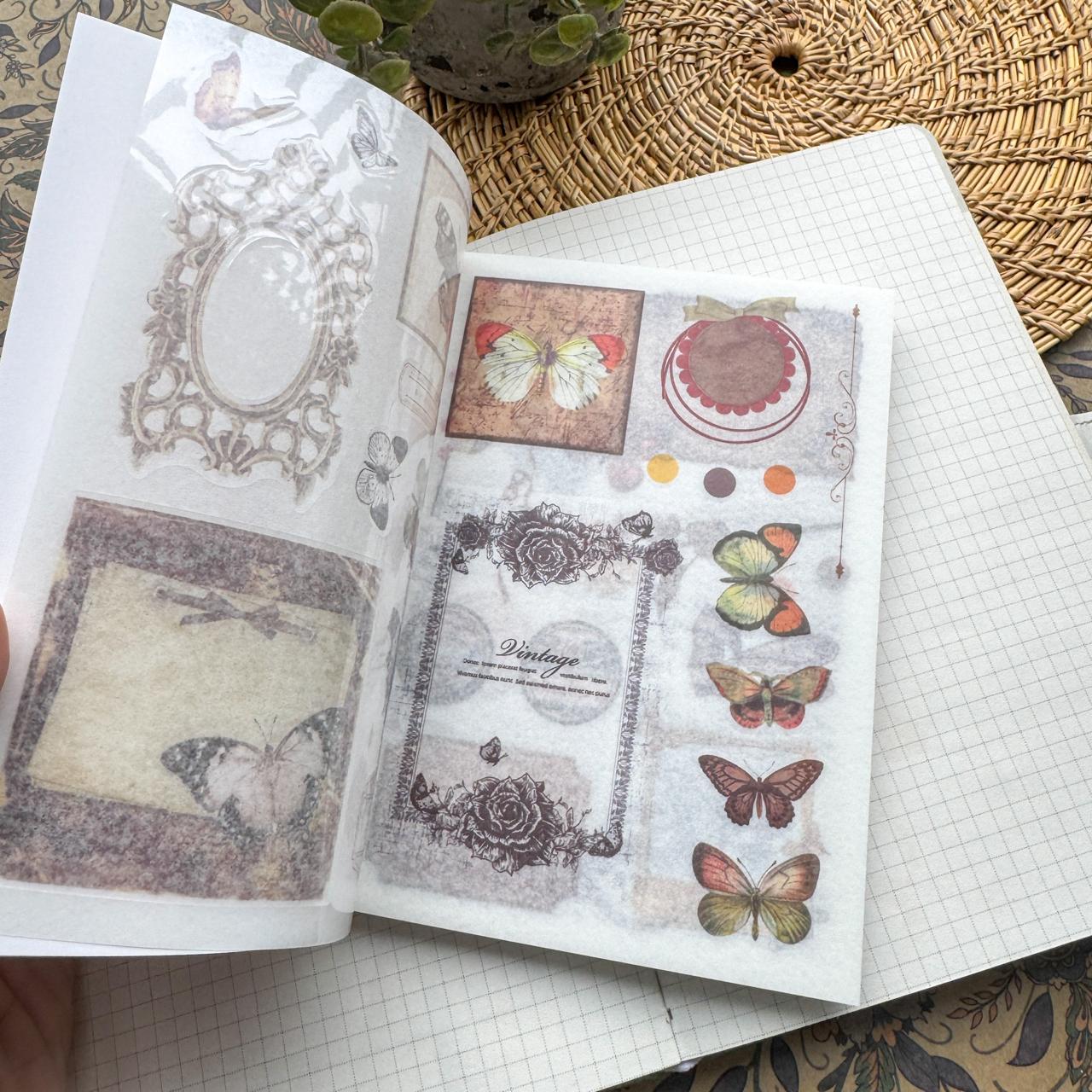 TJGYB402 - guide light and shadow thin retro creative sticker this cutting film hand account sticker book material paper 40 sheets into