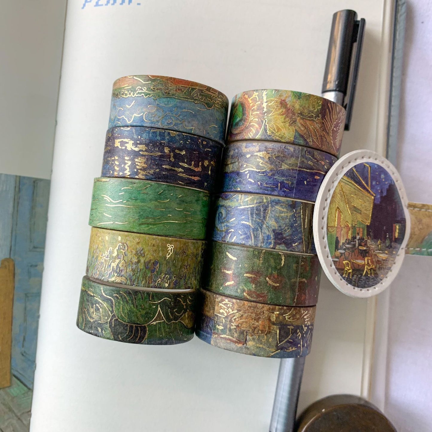 #20 Van Gogh Washi Tape Set of 10 | Foiled | Width: 15mm | 2 Mtr Length