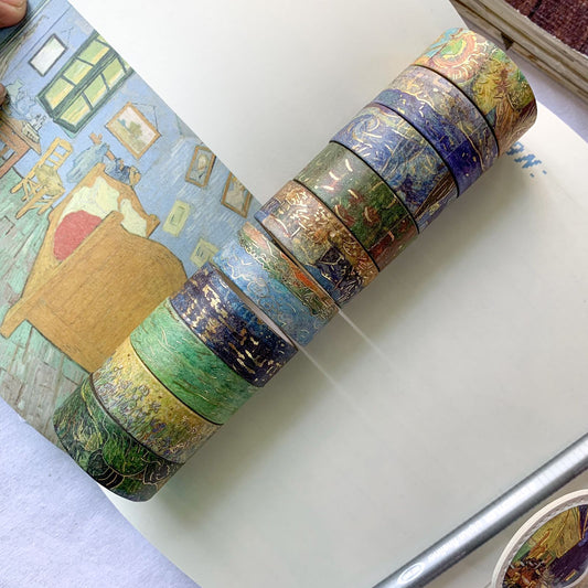 #20 Van Gogh Washi Tape Set of 10 | Foiled | Width: 15mm | 2 Mtr Length