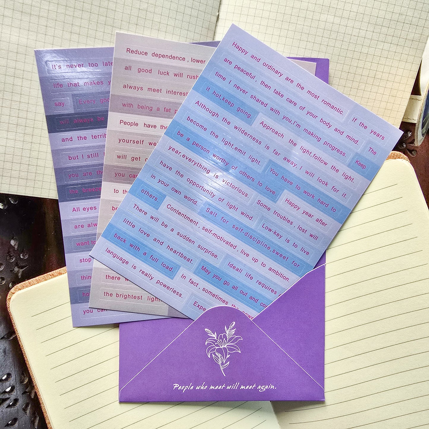 WX-LT-(B)| English Letter Series Deco Sticker 3 Sheets |Quotes Sticker