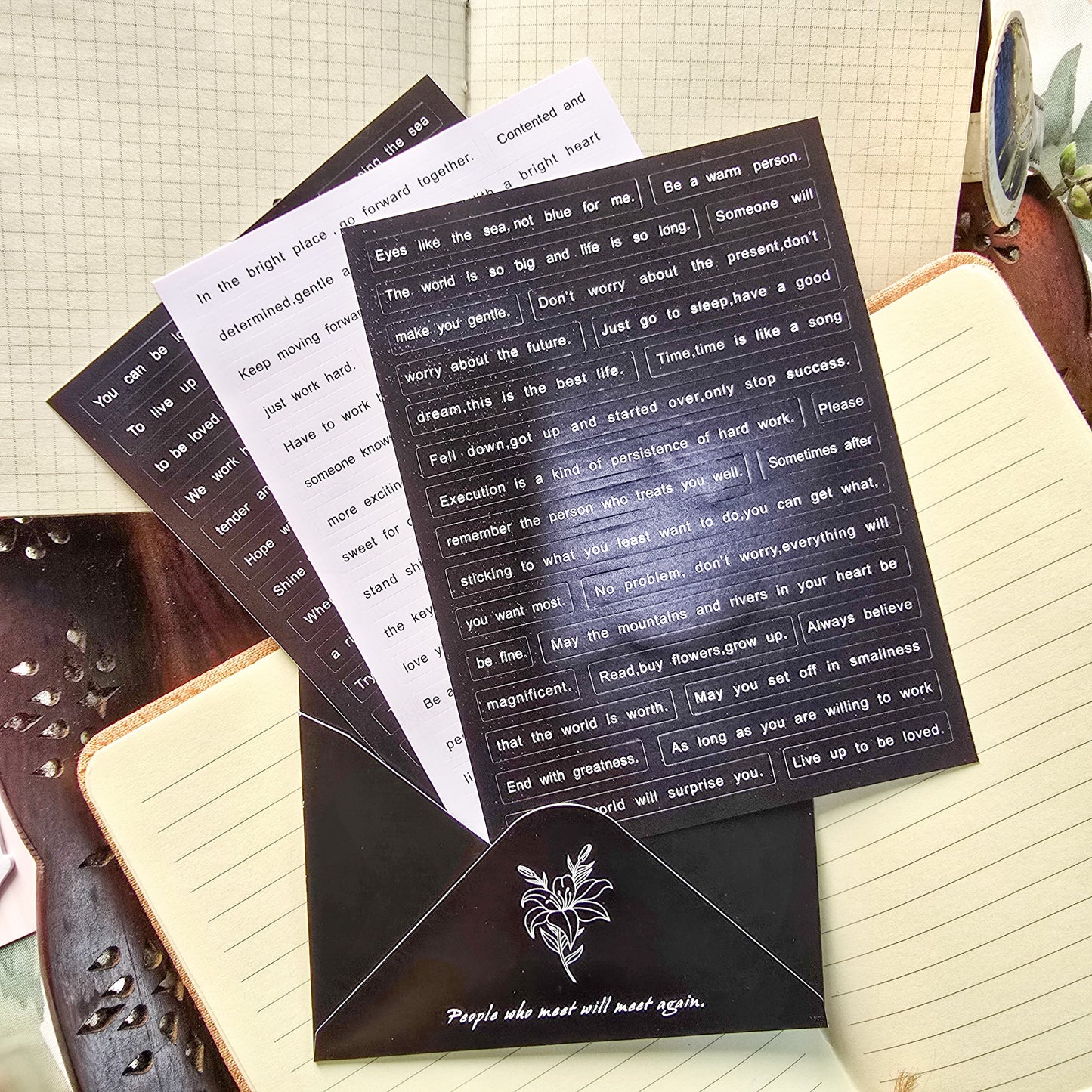 WX-LT(A)|English Letter Series Deco Sticker 3 sheets | Quotes Sticker