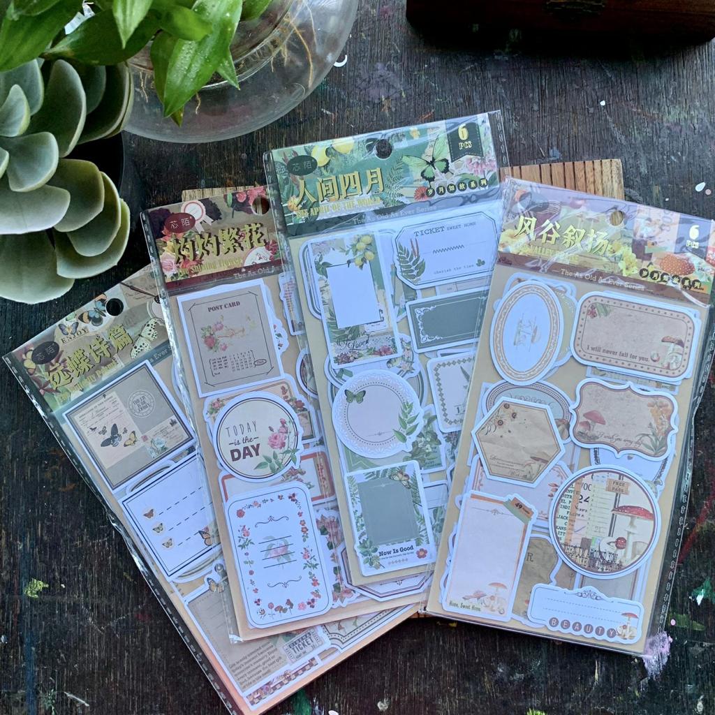 FG001B RETRO PAPER STICKER CUTOUT 6PC