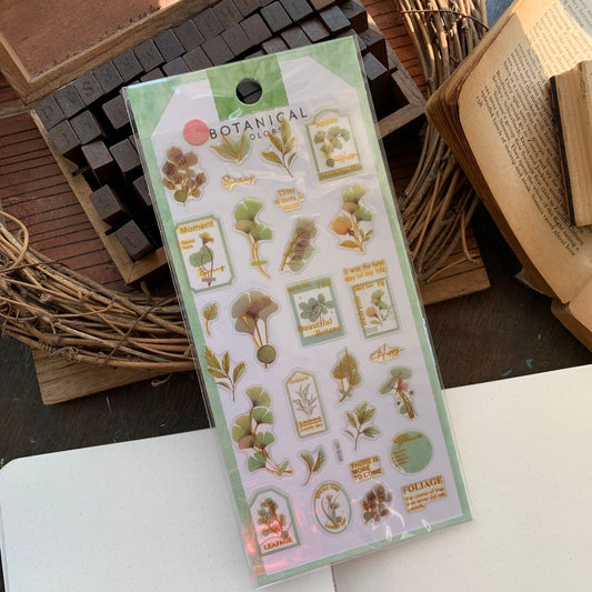 ZWBG #1 Botanical Journaling Sticker 1 Sheet - Kiss Cut Transparent Pet Stickers