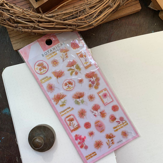 ZWBG #2 Botanical Journaling Sticker 1 Sheet - Kiss Cut Transparent Pet Stickers