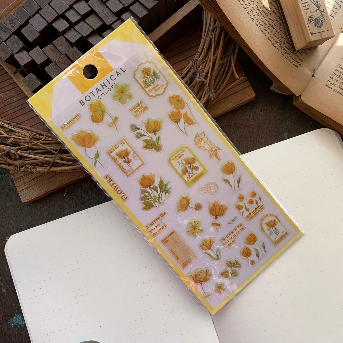 ZWBG#6|G-11| Botanical Journaling Sticker 1 Sheet - Kiss Cut Transparent Pet Stickers