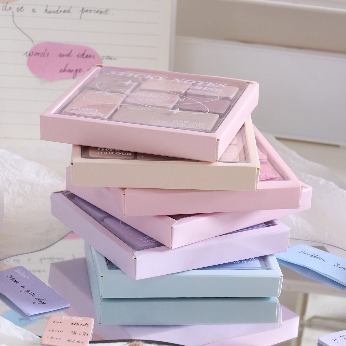 SN-1909-210(HMC) - Hazelnut Cocoa Paper Pastel Sticky Notes/Memo Pads Set | 95 mm * 98mm | 210 Sheets