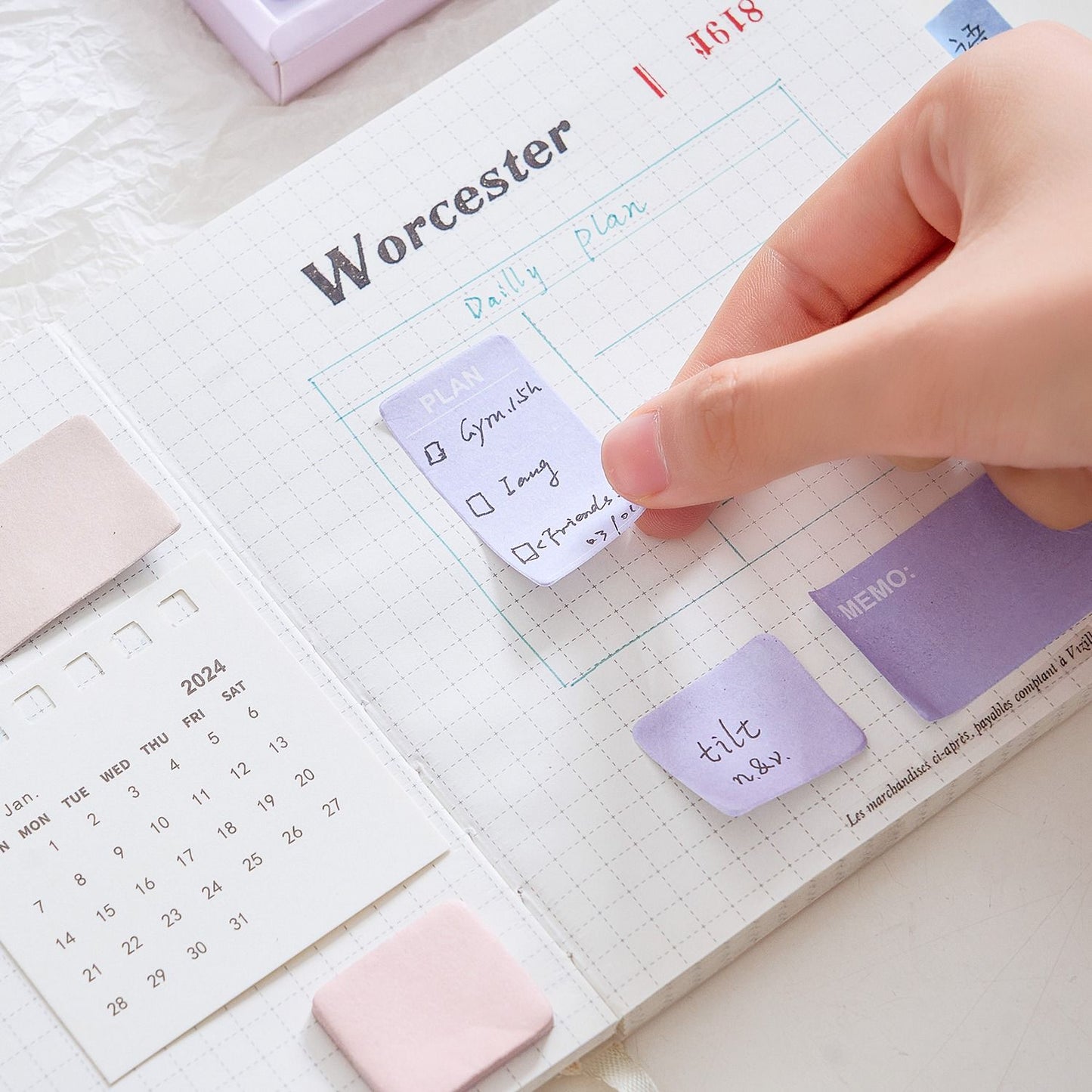 SN-1909-210(HMC) - Rose Paper Pastel Sticky Notes/Memo Pads Set | 95 mm * 98mm | 210 Sheets