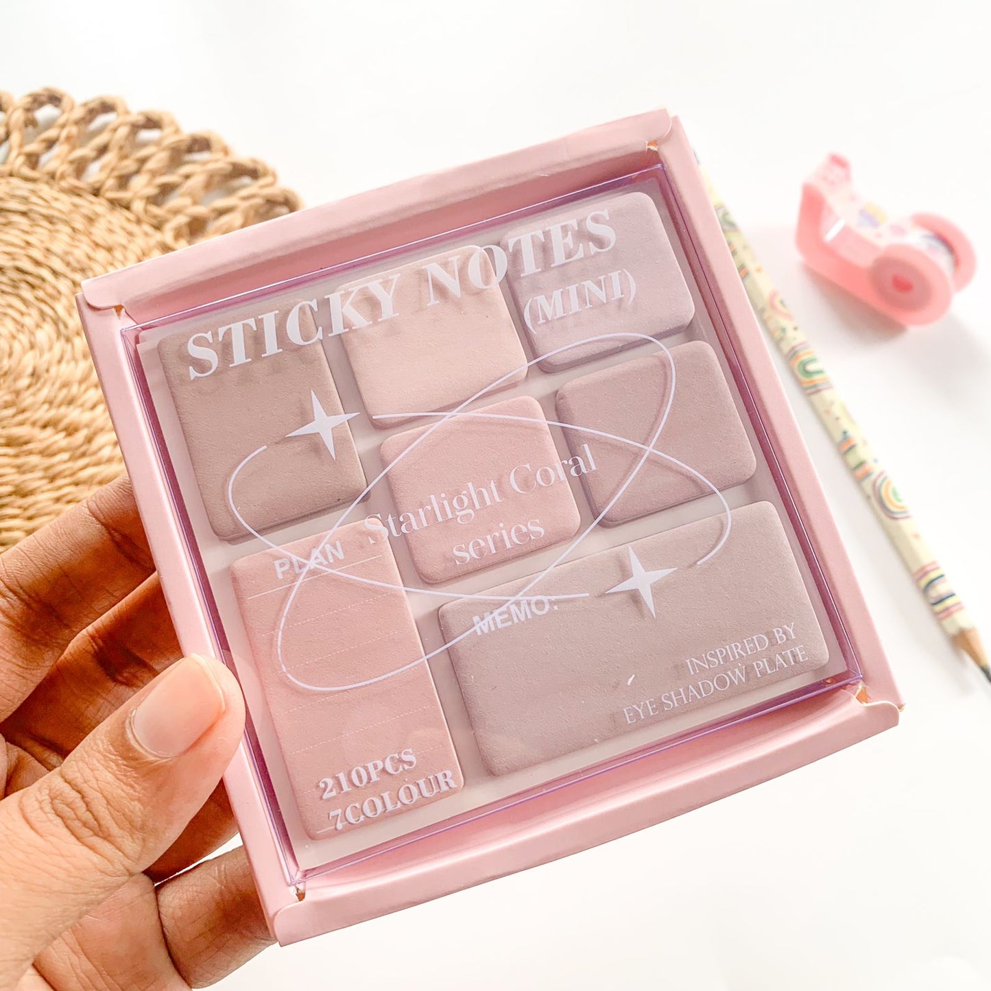 SN-1909-210(HMC) - Hazelnut Cocoa Paper Pastel Sticky Notes/Memo Pads Set | 95 mm * 98mm | 210 Sheets