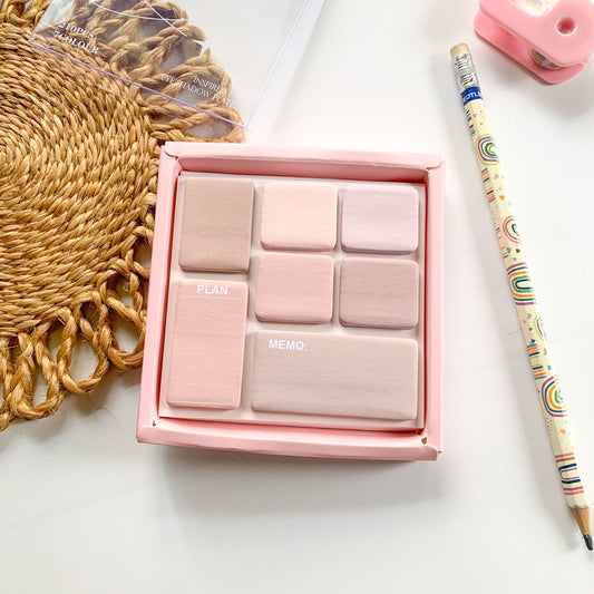 SN-1909-210(HMC) - Hazelnut Cocoa Paper Pastel Sticky Notes/Memo Pads Set | 95 mm * 98mm | 210 Sheets | Eye Shadow Sticky Notes