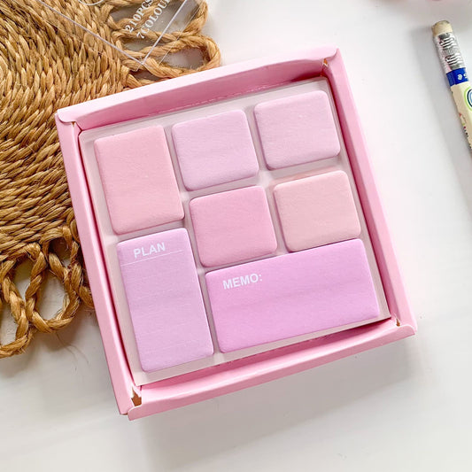SN-1909-210(HMC) - Rose Paper Pastel Sticky Notes/Memo Pads Set | 95 mm * 98mm | 210 Sheets | Eye Shadow Sticky Notes
