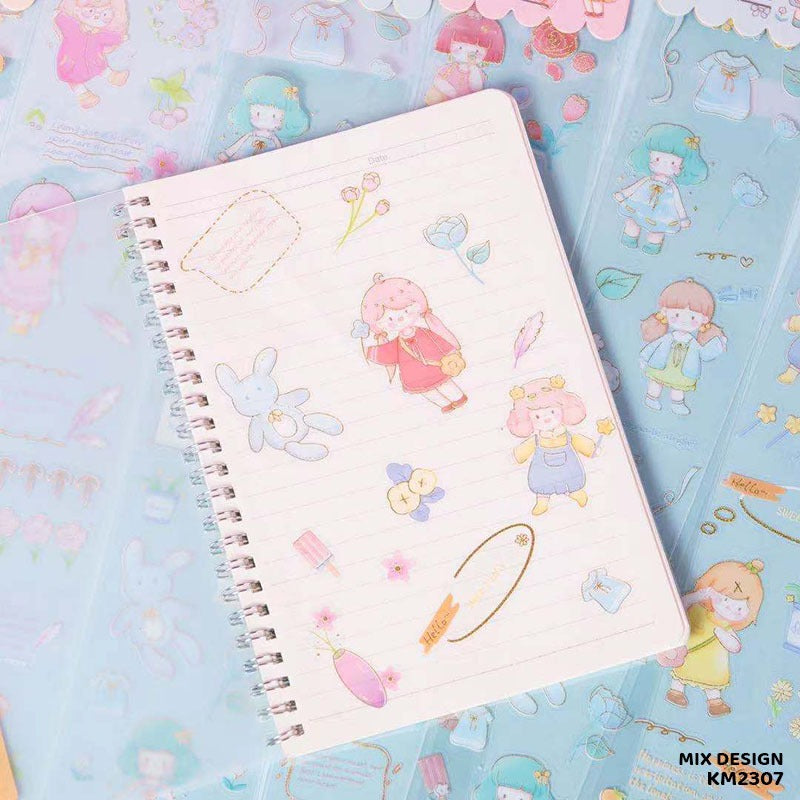 KM2307 - Kawaii 4 Sticker Sheets | Transparent Pet Stickers