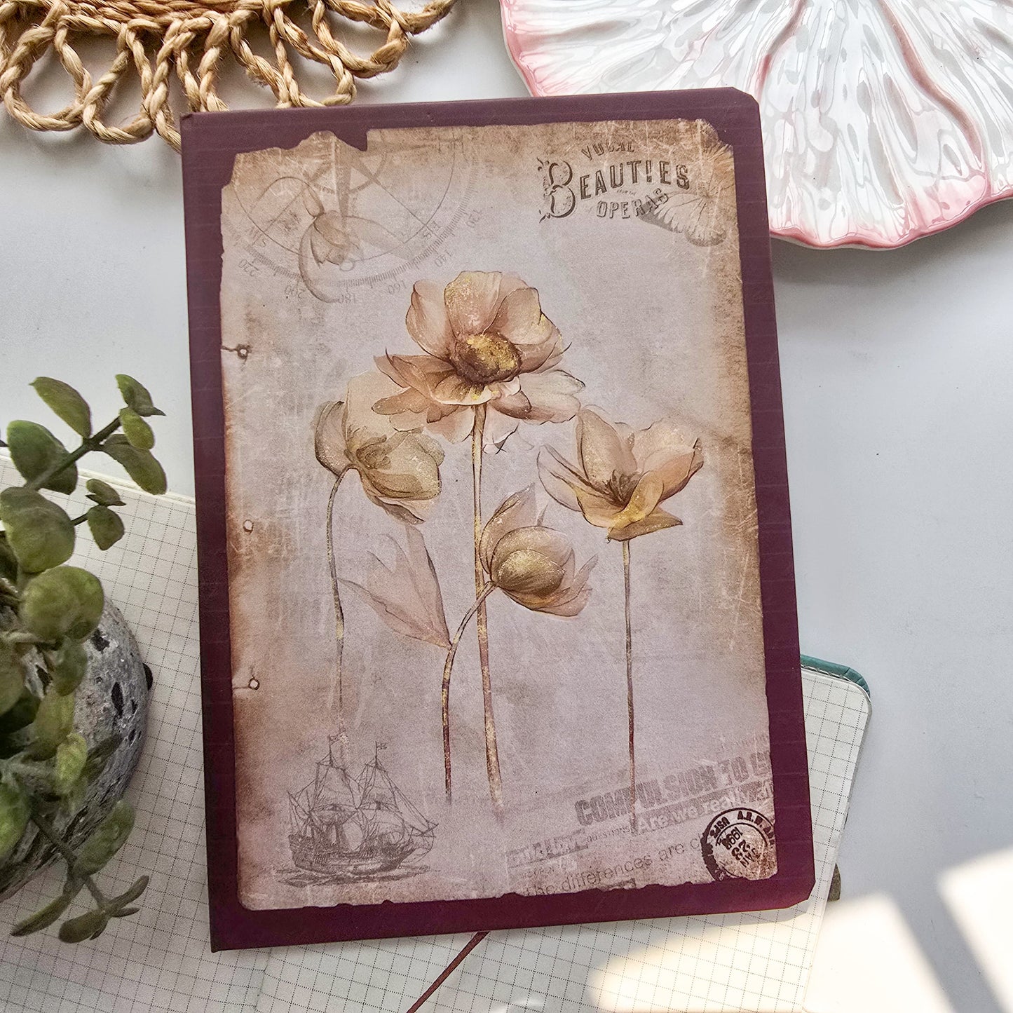 Nb32k8503bll A Vintage flower Vintage Notebook 133*180mm Diary
