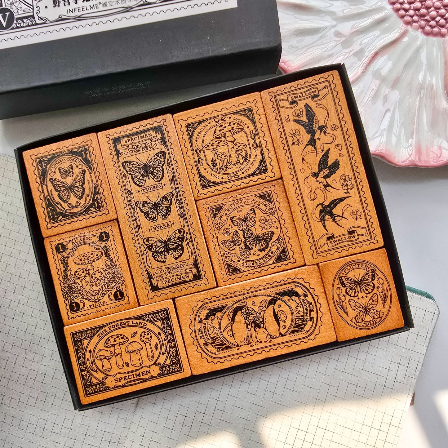 Yz6523 | Wooden stamp | Seal butterfly Big stamps 151*121 mm