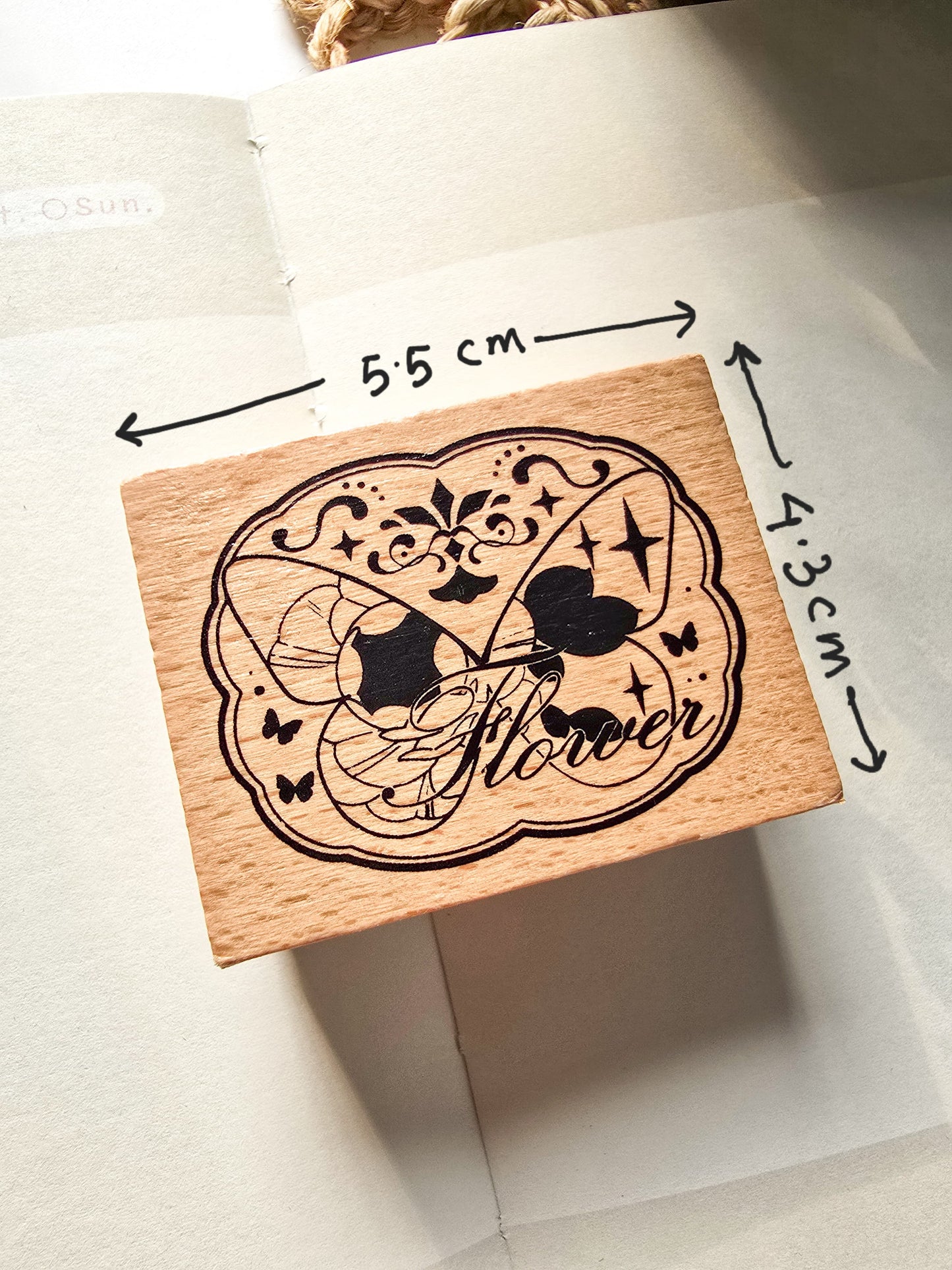DWHY201 -C Wooden stamp | seal butterfly flower ribbon stamp