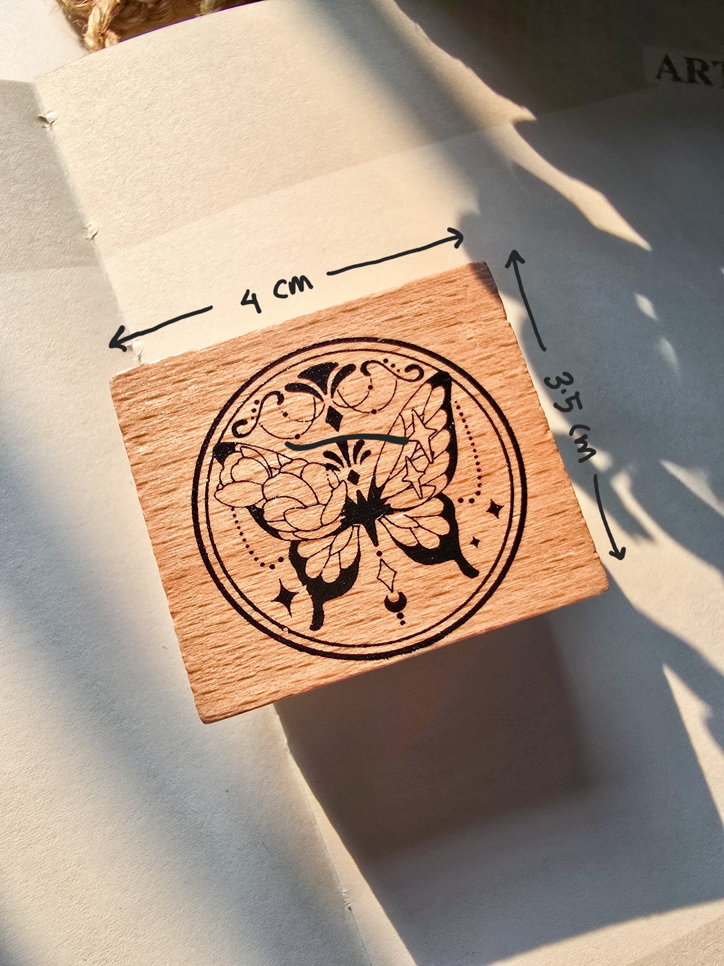 DWHY201 -D Wooden stamp | seal butterfly flower ribbon stamp